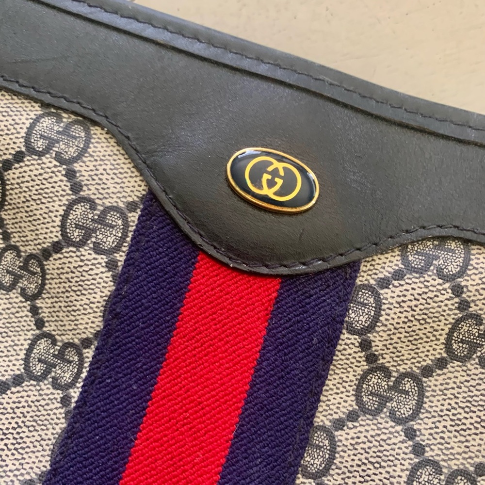 GUCCI vintage navy blue and red monogrammed tote bag - Picture 8 of 9